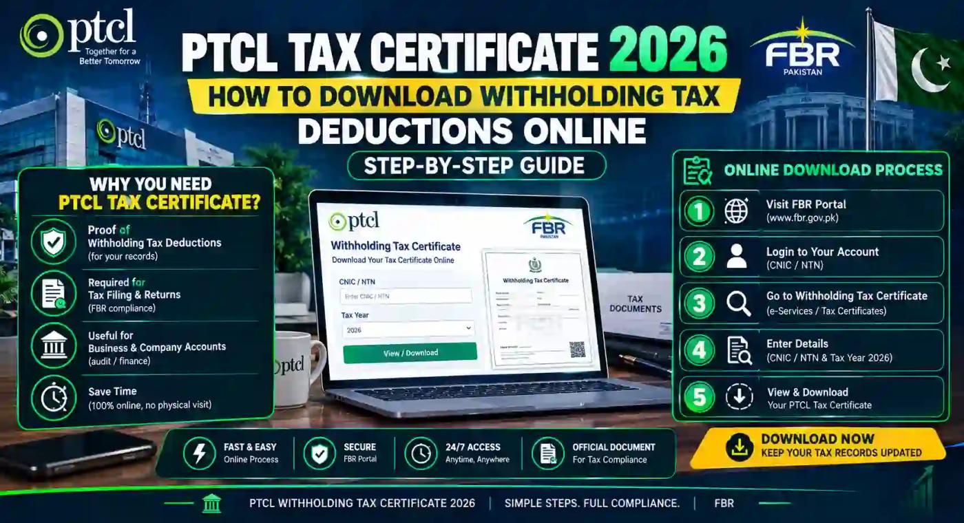 PTCL Tax Certificate 2026: How to Download Withholding Tax Deductions Online