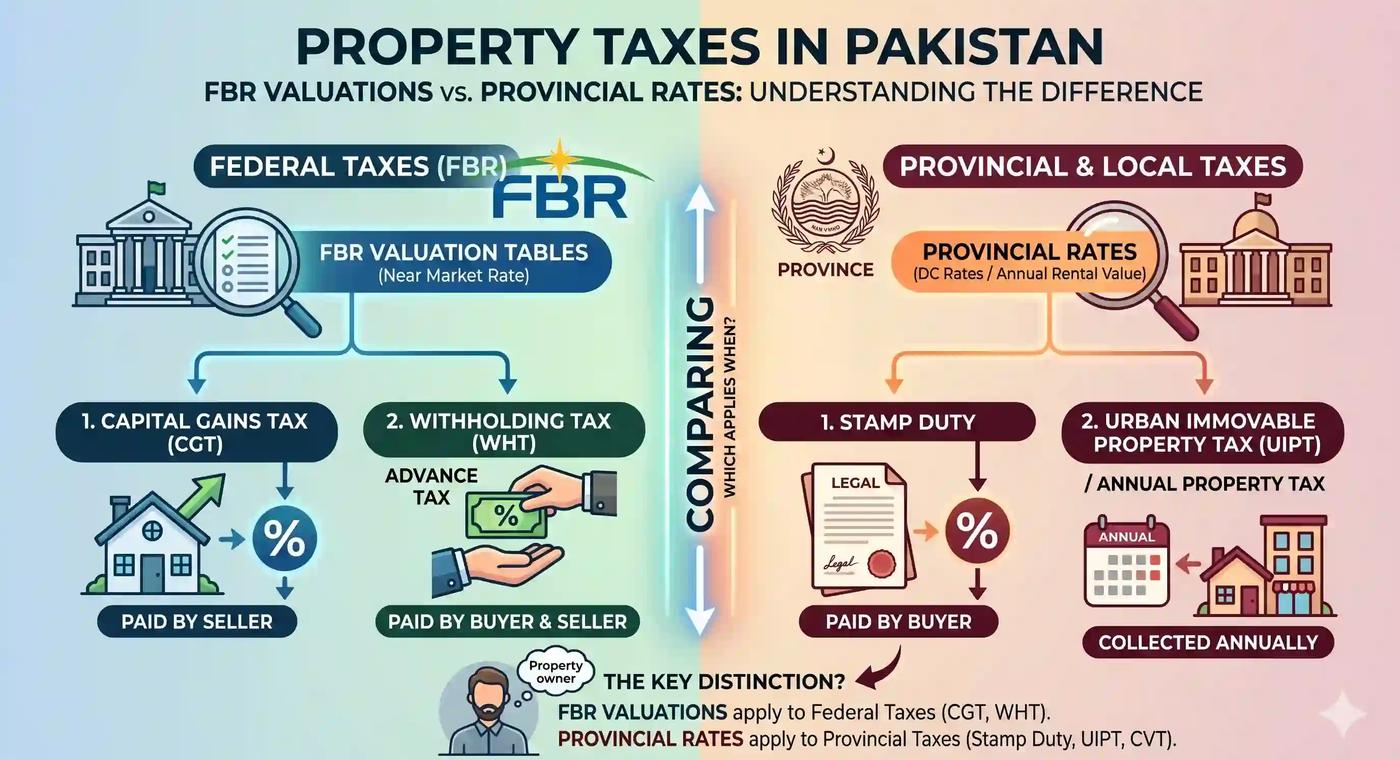 Understanding Property Taxes in Pakistan FBR Valuations vs. Provincial Rates