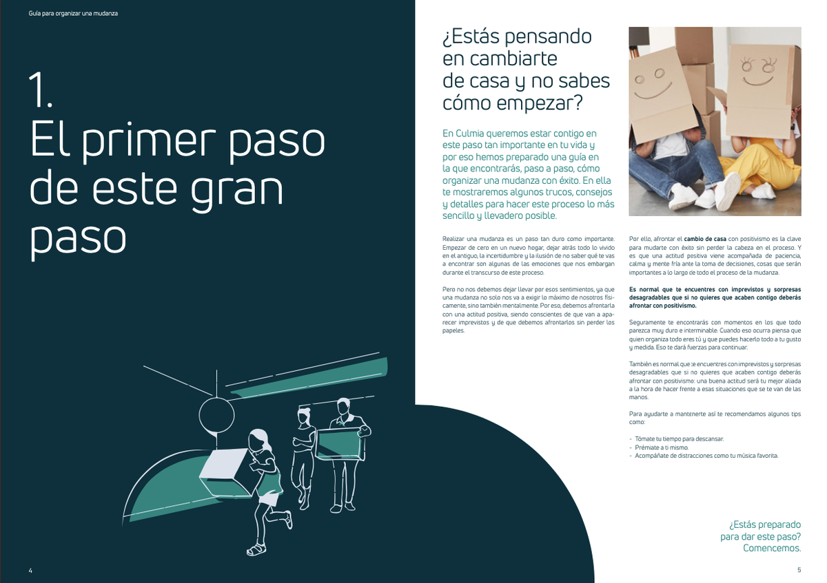 Guía de Culmia «Guía para organizar una mudanza»: capítulo 1, «El primer paso de este gran paso»