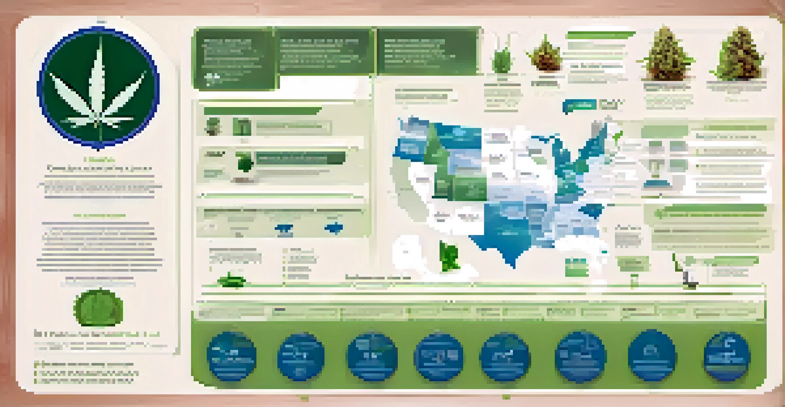 An infographic illustrating the differences between federal and state cannabis laws with icons and text.