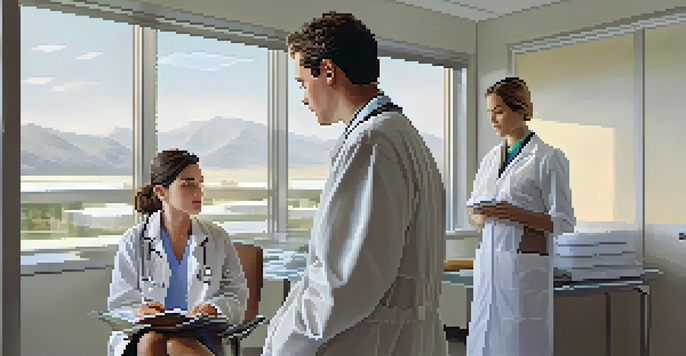 A doctor discussing epilepsy treatment with a patient in a bright medical office.