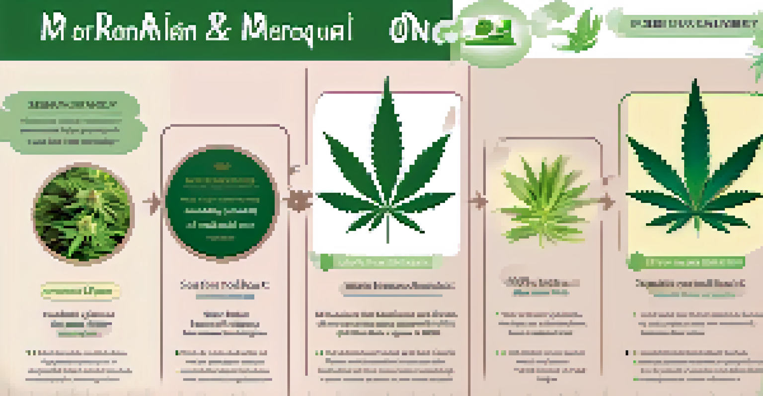 An infographic comparing organic and non-organic marijuana, highlighting sustainability and health benefits on one side and price and consistency on the other.