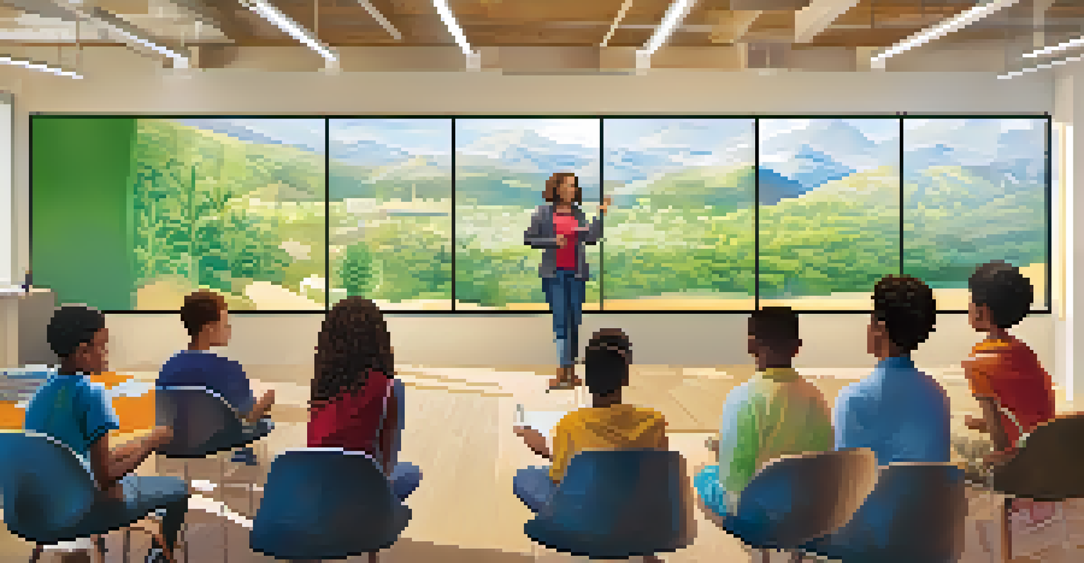 A workshop in a classroom with parents and educators discussing youth marijuana use, with a facilitator presenting information.