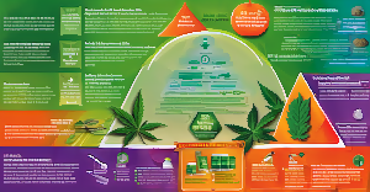 An educational poster illustrating harm reduction strategies for marijuana use with infographics and vibrant colors.