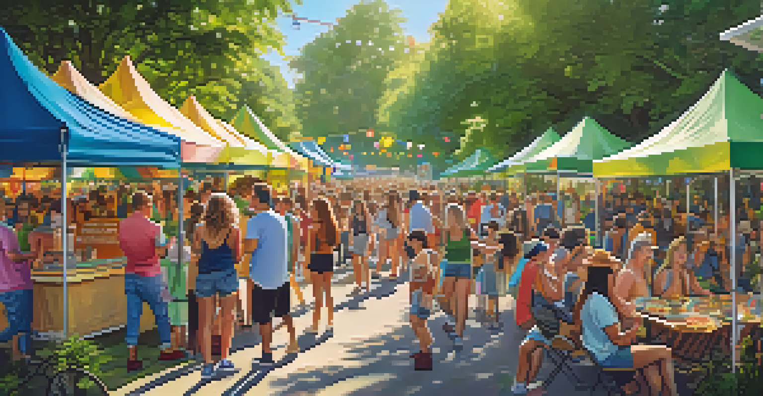 A vibrant cannabis festival in a park with people enjoying food, music, and community activities.