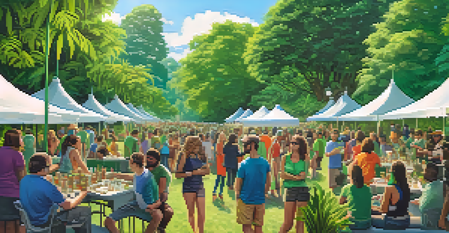 A diverse group of people gathered in a park discussing cannabis and sharing experiences.