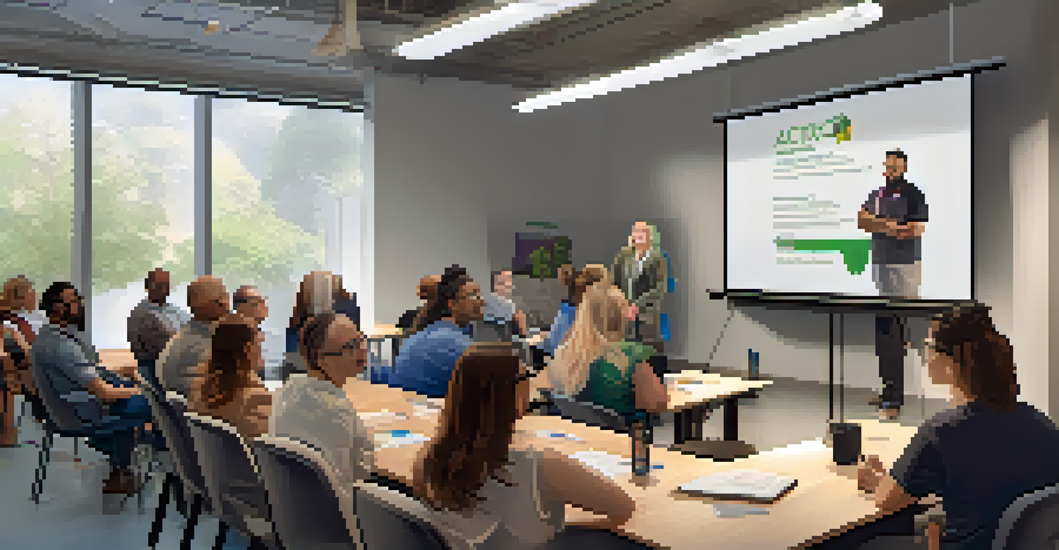 A workshop on CBD and THC benefits with a speaker presenting to an engaged audience taking notes.