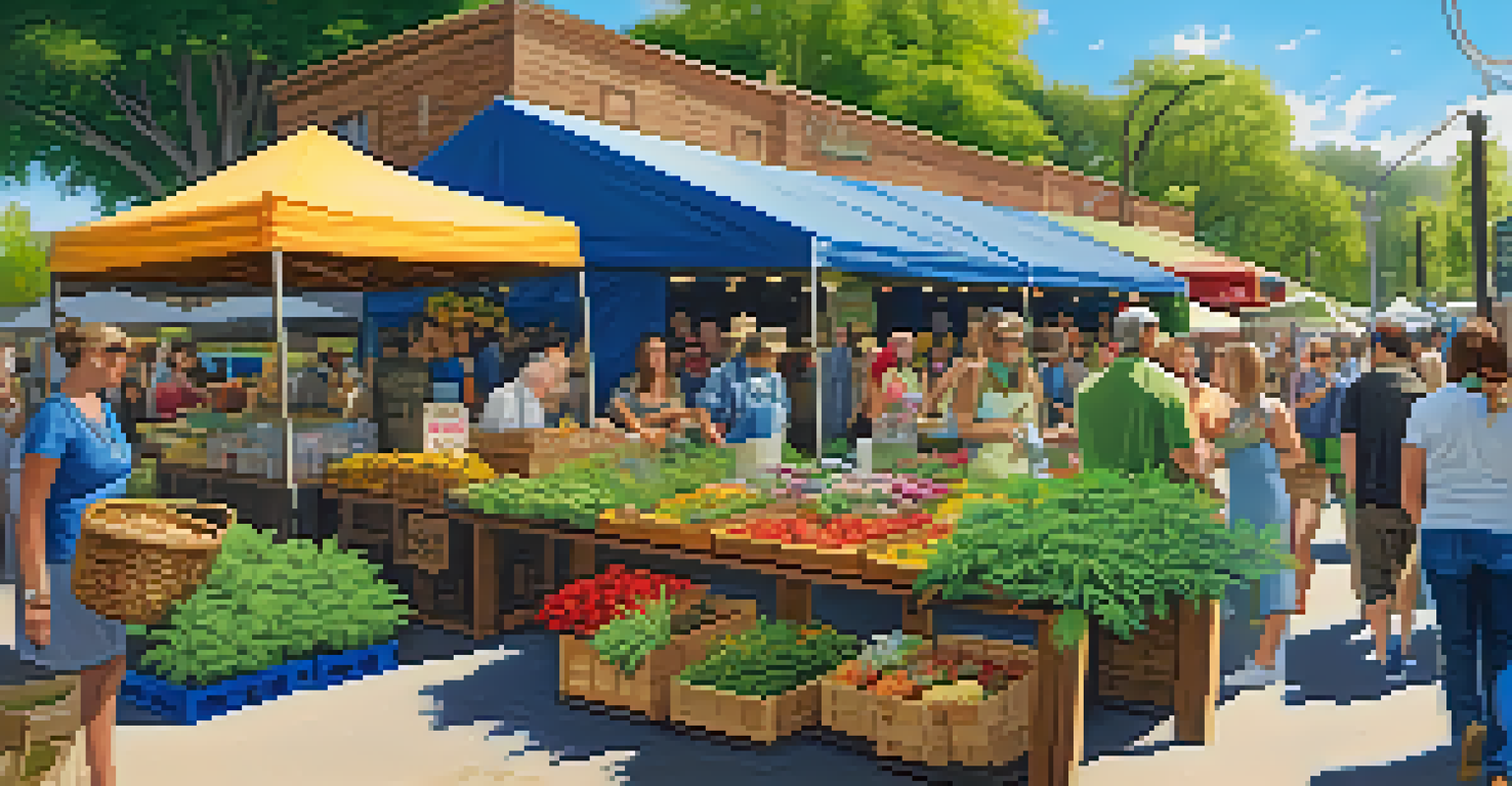 Outdoor farmer's market booth showcasing medical marijuana products with customers and colorful flowers.