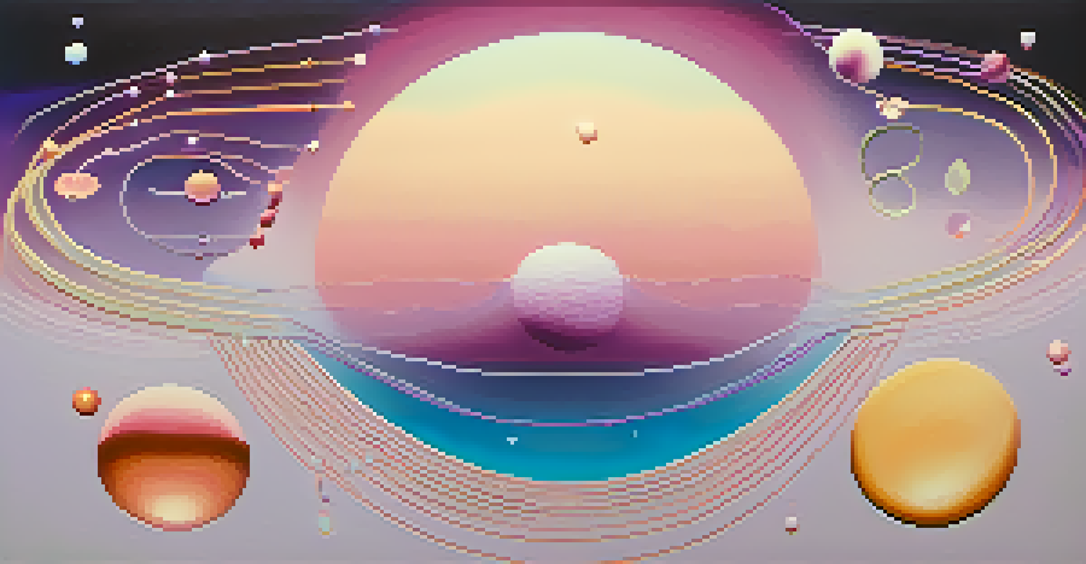 An abstract representation of the hormonal cycle with molecules and flowing lines in a gradient background.