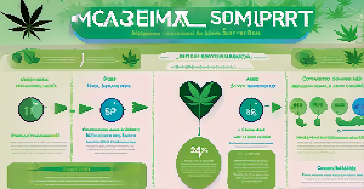 An infographic illustrating the benefits of online support groups for medical marijuana users, with icons and a soft color palette.
