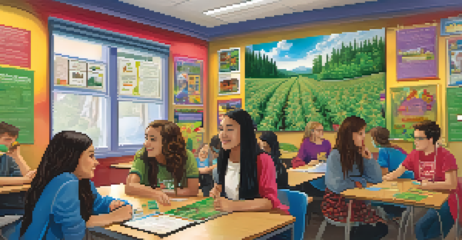 Students engaged in a role-playing activity in a classroom, learning about informed choices regarding marijuana use.