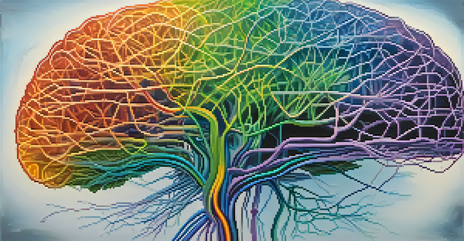 An abstract illustration of the human brain with colorful glowing neural pathways against a calming gradient background.