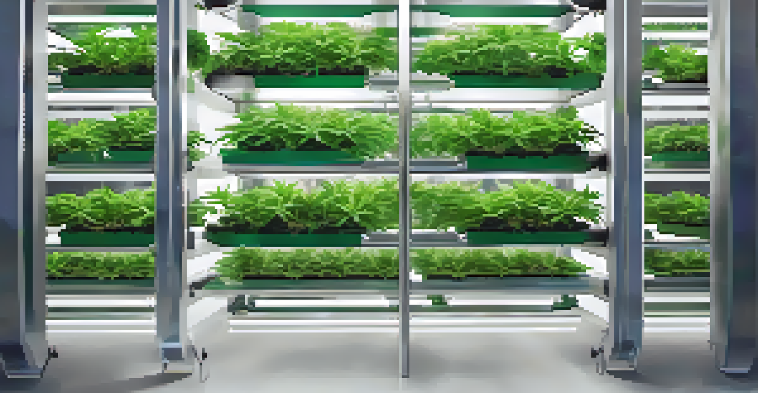 A vertical hydroponic system displaying multiple layers of marijuana plants in a well-lit environment.