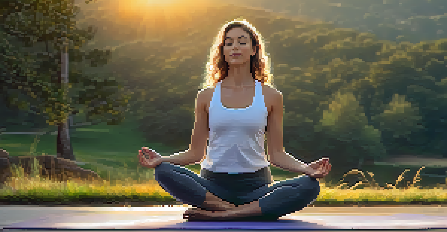 An athlete practicing yoga outdoors at sunset, surrounded by nature, embodying peace and concentration.
