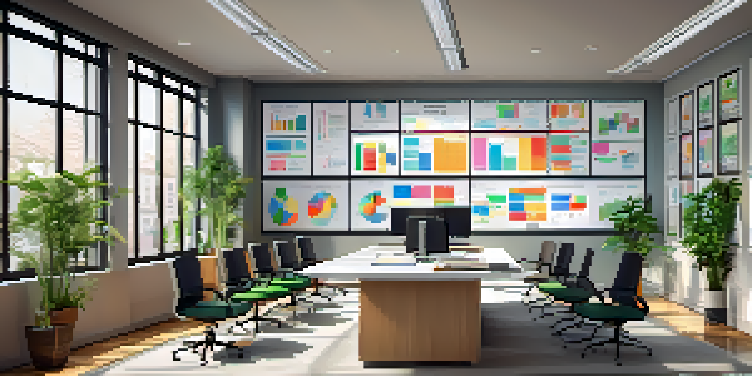 A bright modern office with a conference table, whiteboard, and potted plants, illustrating a compliance meeting atmosphere.