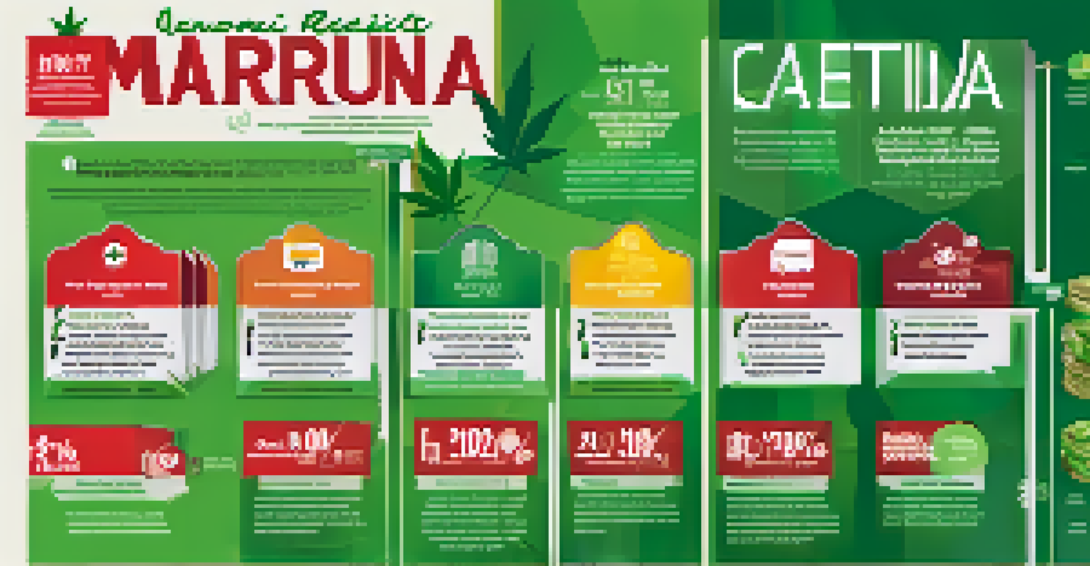An infographic showing the economic benefits of marijuana legalization with icons and labels.