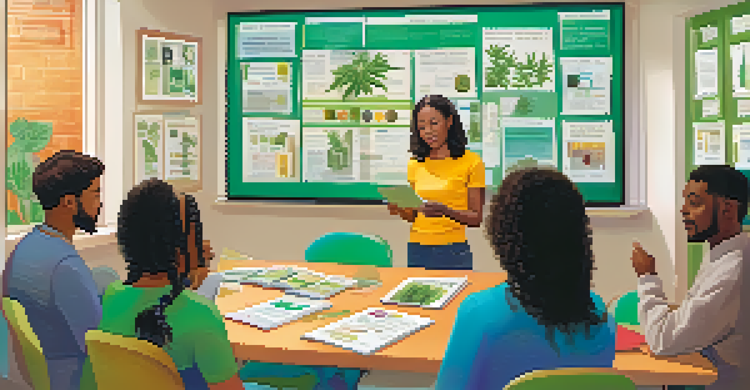 Parents attending an educational workshop on marijuana use, engaging with materials and a facilitator.
