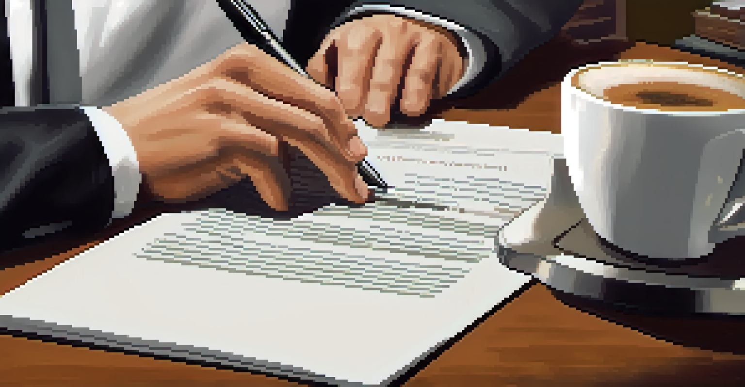 Close-up of hands typing on a laptop with a legal document about workplace drug policies on the screen, set in a professional environment.