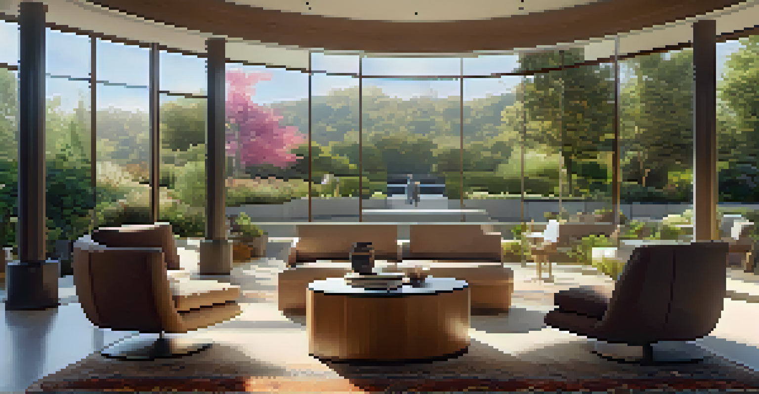 A bright and inviting space designed for open discussions, with comfortable seating and artwork on the walls.
