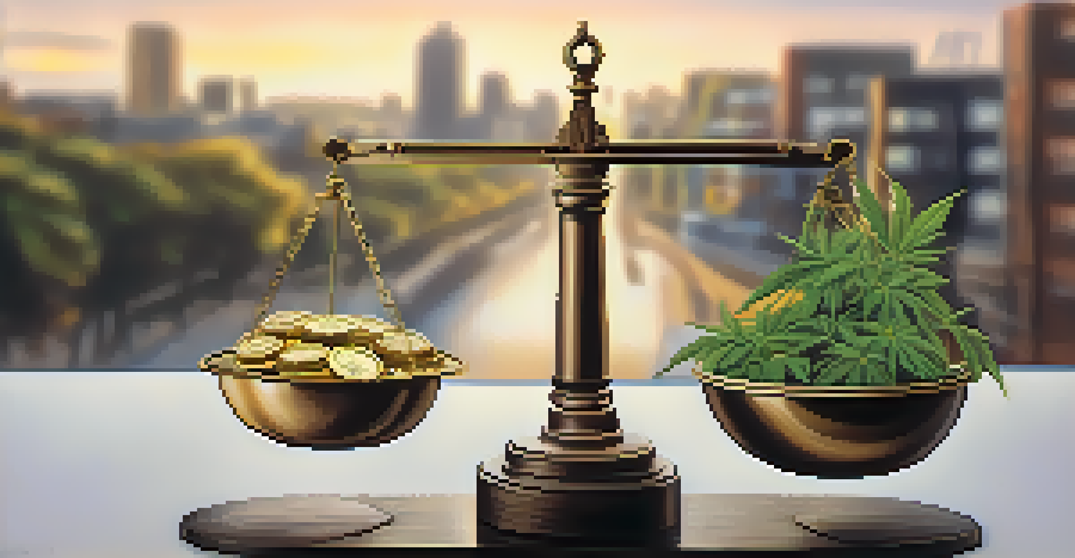 A balanced scale with wealth symbols on one side and community elements on the other, against a calming background.