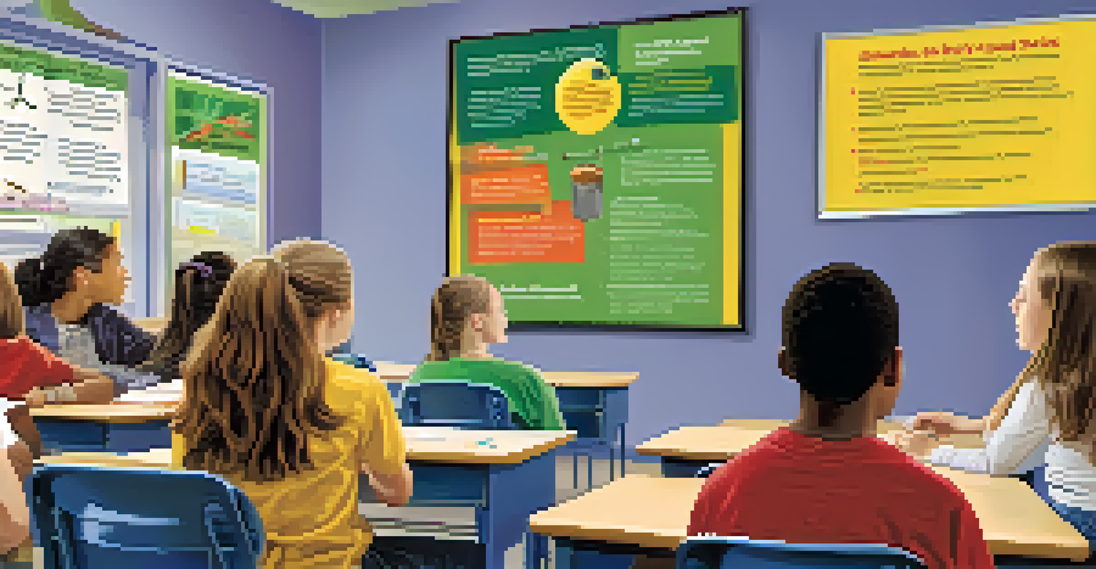 An educational poster in a classroom explaining the effects of marijuana on youth, with students reading in the background.