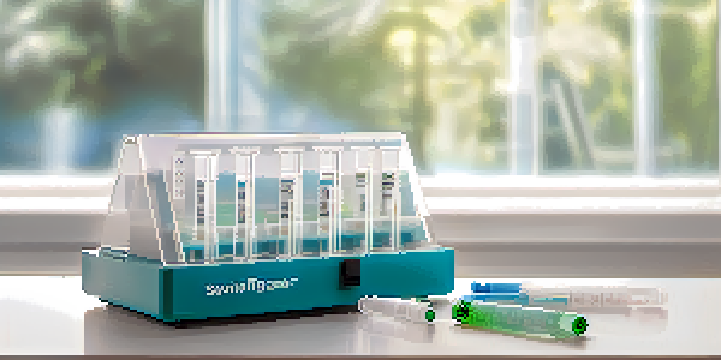 A close-up view of a modern saliva drug testing kit in a clinical setting, with natural light illuminating the scene.