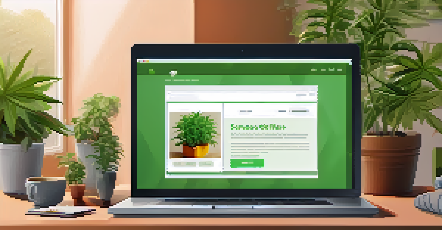 A laptop displaying a cannabis e-commerce website with product listings and payment options in a cozy home office setting.