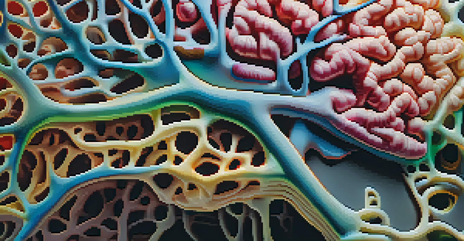A close-up view of a colorful human brain model highlighting the neural pathways.