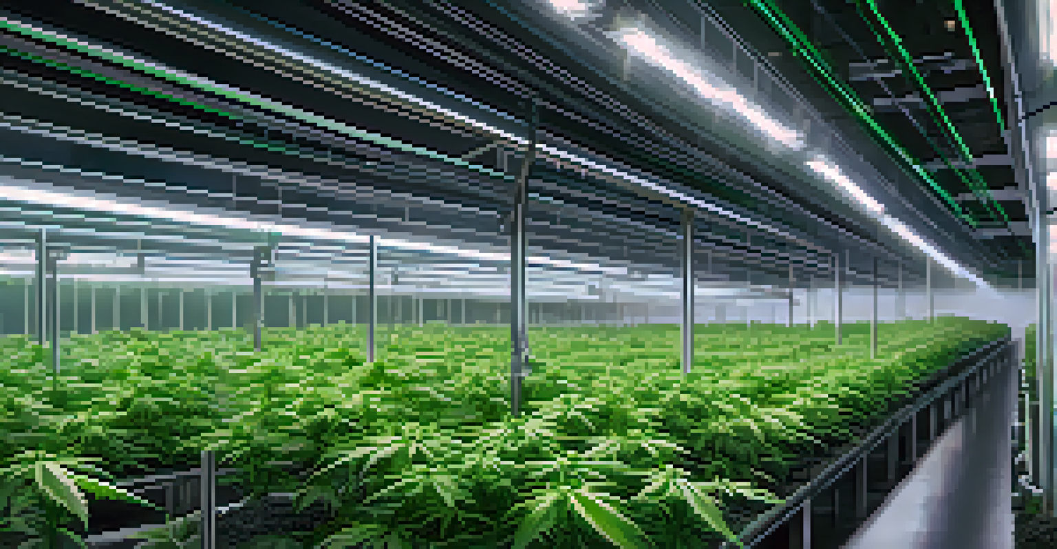 An indoor cannabis cultivation facility with advanced technology for air quality management.
