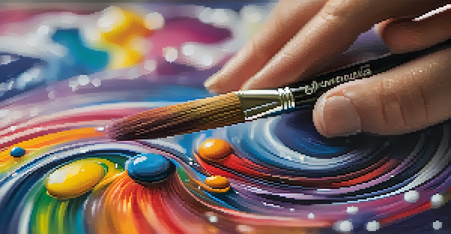 A close-up of a colorful canvas with swirls of paint, representing emotional expression in art therapy.