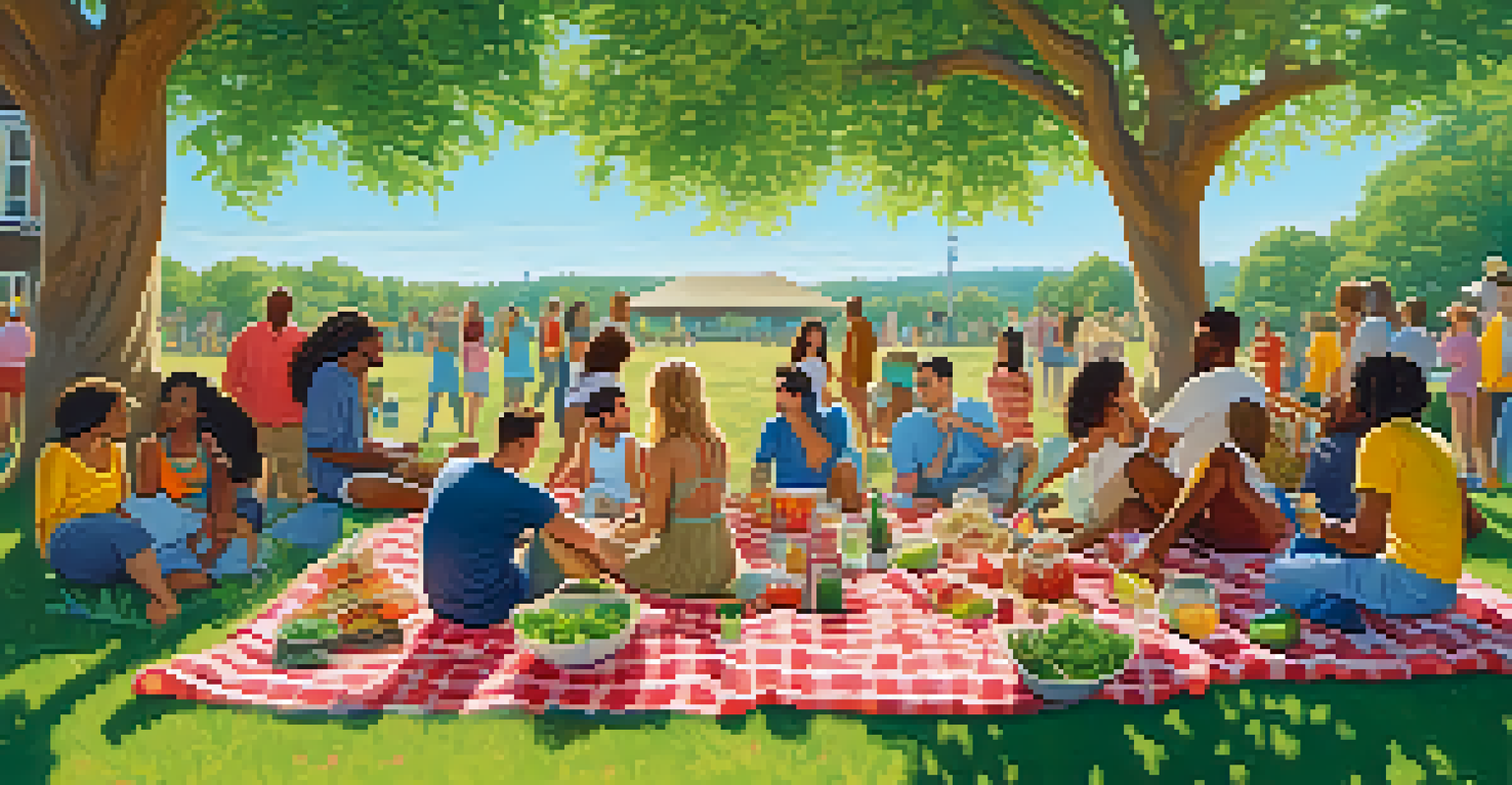 A diverse group of people enjoying a picnic outdoors, sharing cannabis-infused snacks and drinks in a vibrant green setting.