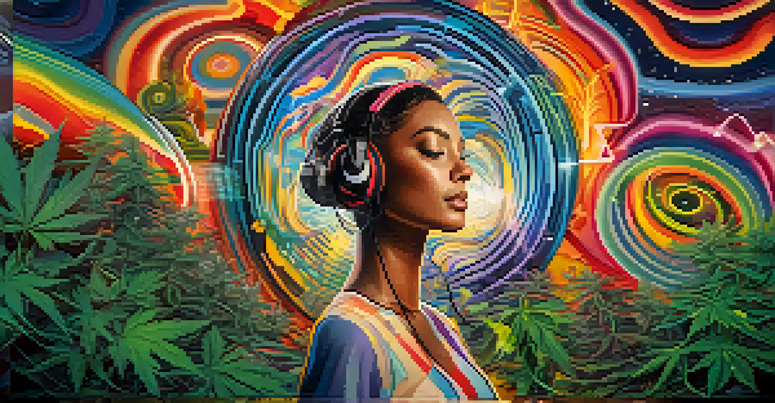 An abstract image showing a silhouette of a person with a VR headset, surrounded by colorful patterns and shapes, representing enhanced creativity in a virtual environment.