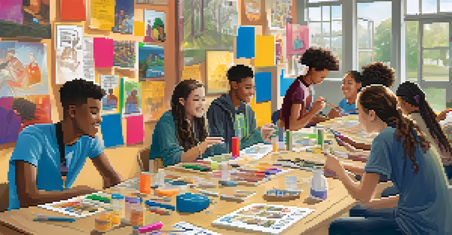 Teenagers at a community center workshop focused on preventing drug use through art.