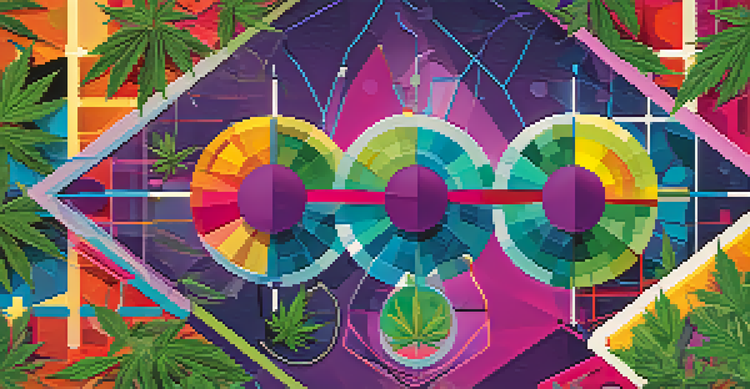 An abstract data visualization of marijuana consumption with vibrant colors and geometric shapes.