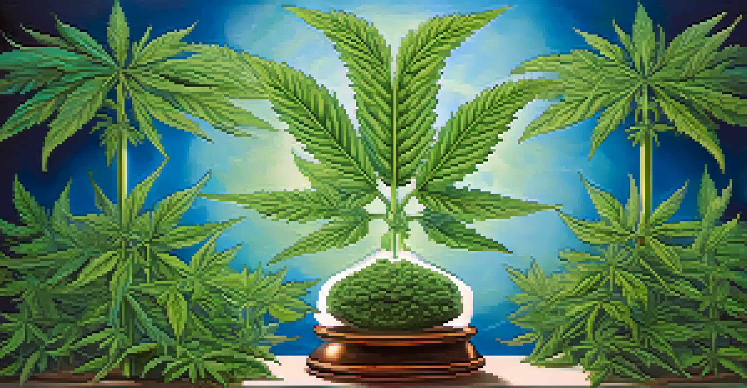 A balanced scale depicting cannabis leaves and a heart, representing ethical principles in cannabis research.