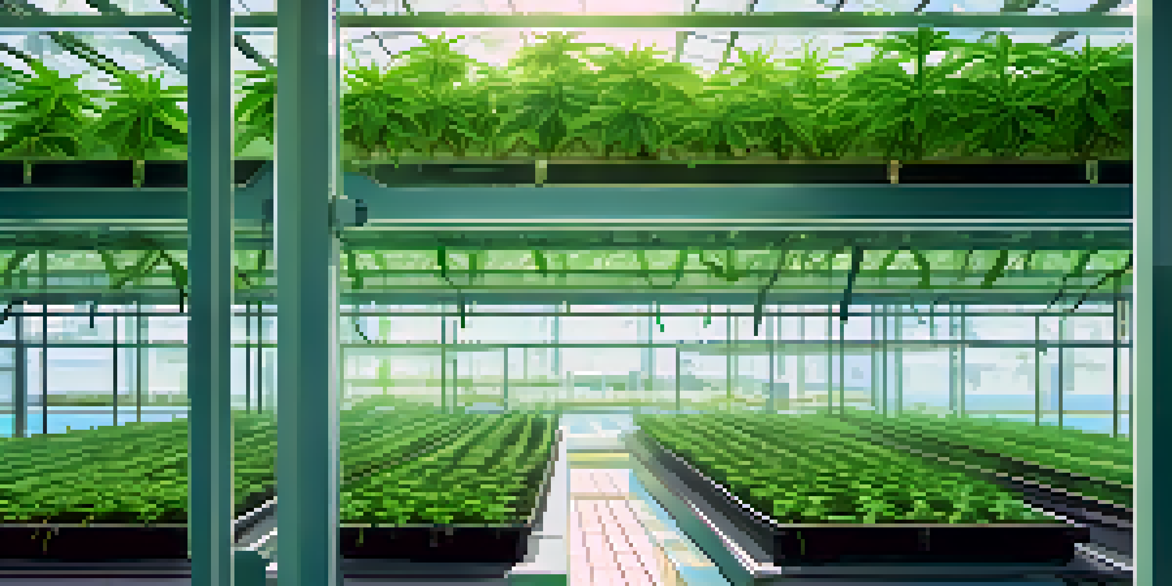 Close-up of a hydroponic system with healthy cannabis plants growing in nutrient-rich water under natural sunlight.