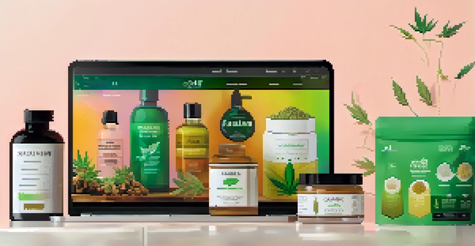 A computer screen displaying an attractive online cannabis shopping platform with various products and a user-friendly layout.