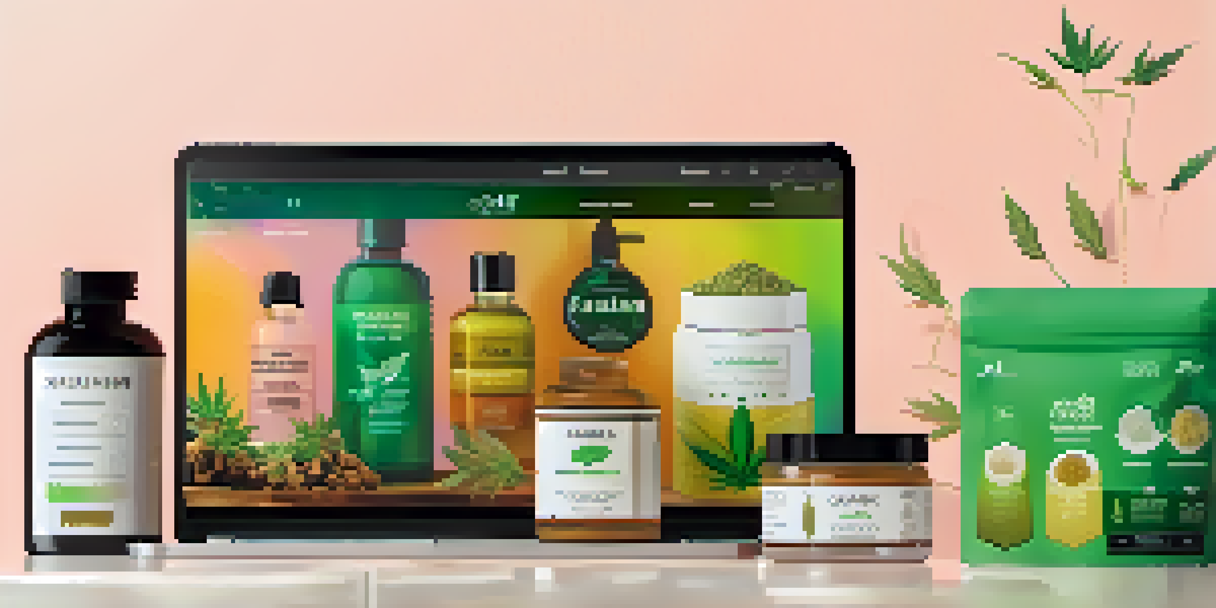 A computer screen displaying an attractive online cannabis shopping platform with various products and a user-friendly layout.