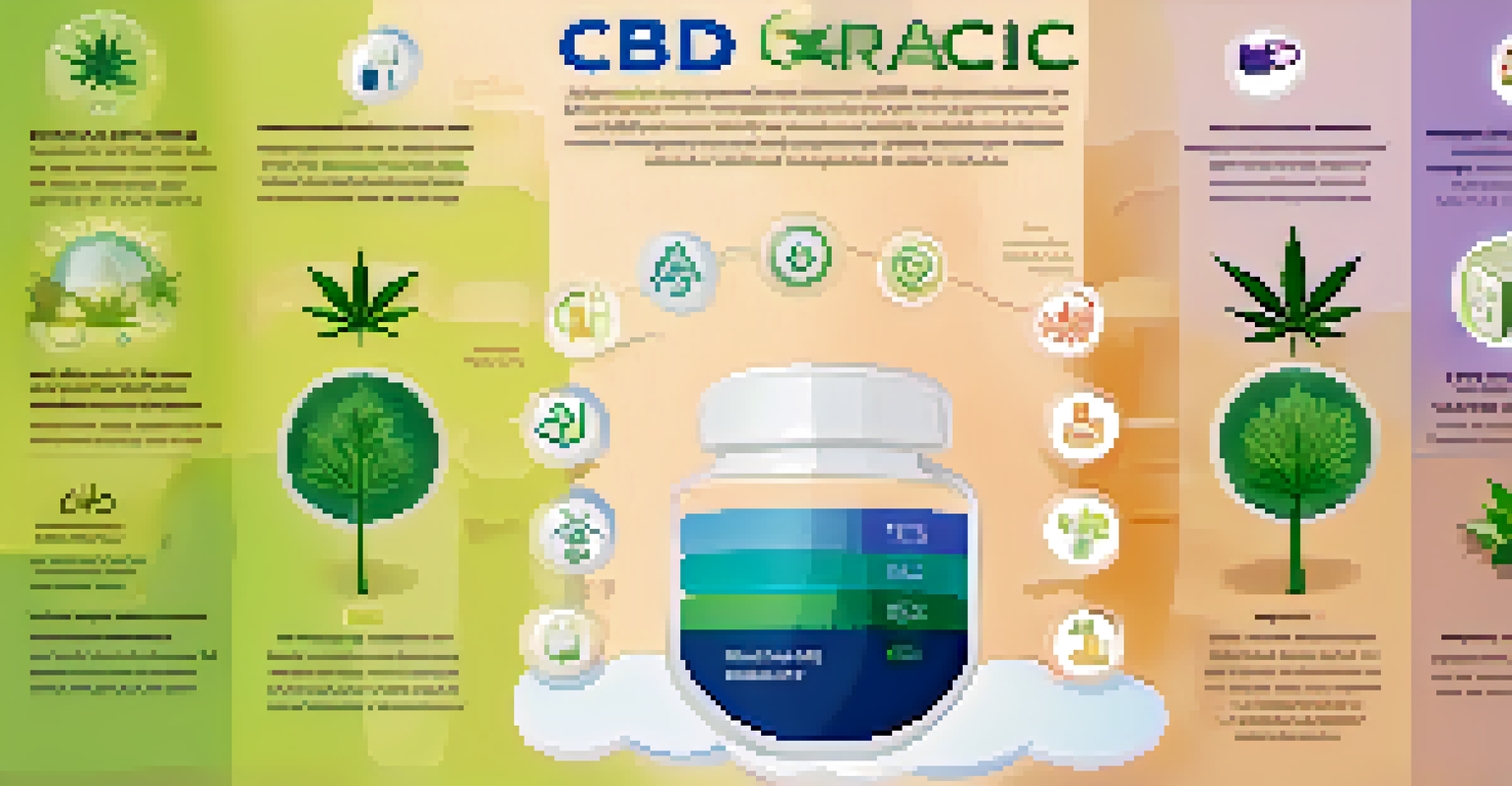 An infographic showcasing the benefits of CBD with colorful icons and illustrations for each benefit.