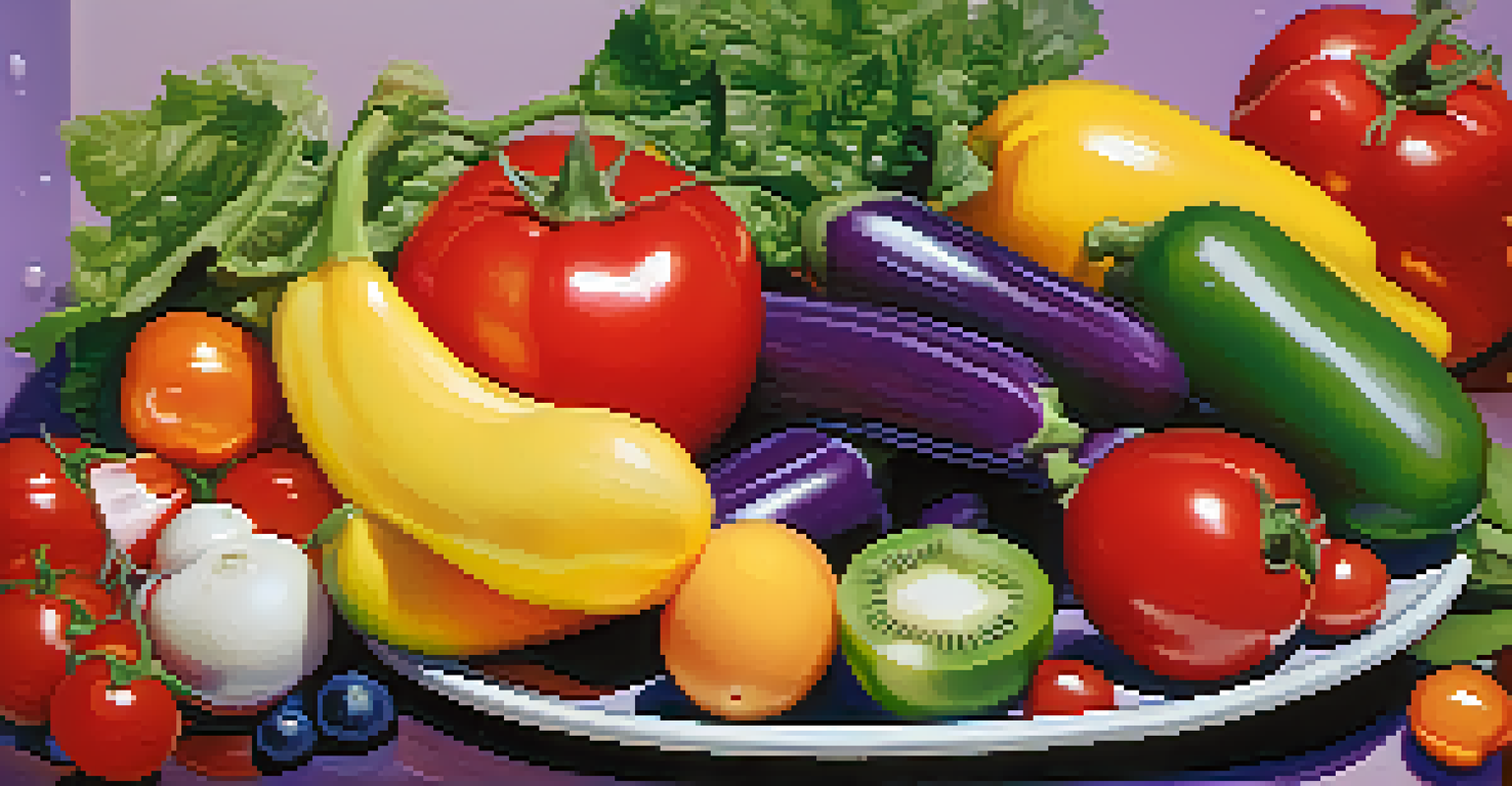 A close-up of a colorful plate of fresh fruits and vegetables, symbolizing a balanced diet.