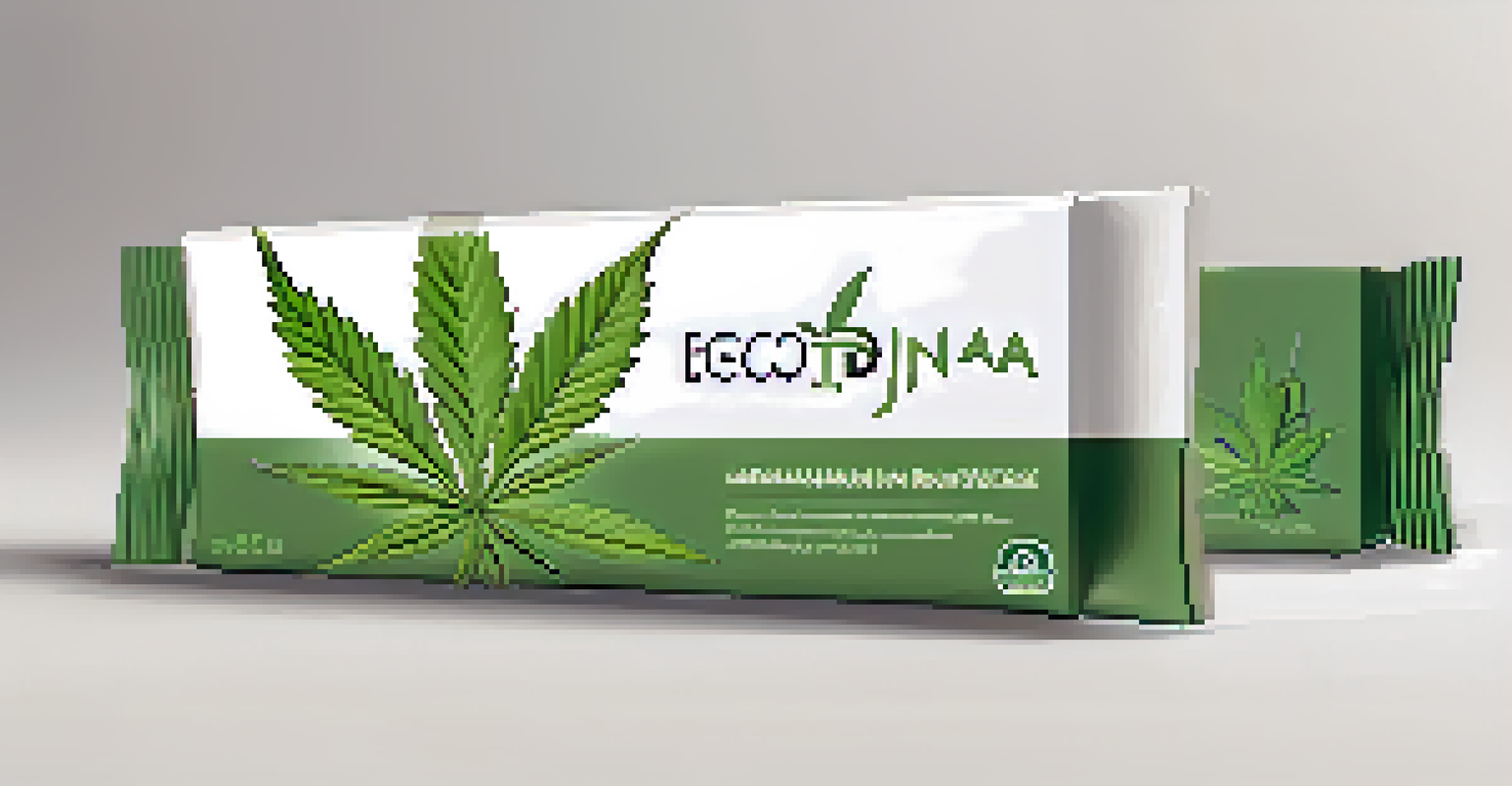 A close-up of eco-friendly marijuana packaging with a minimalist design on a clean white background.