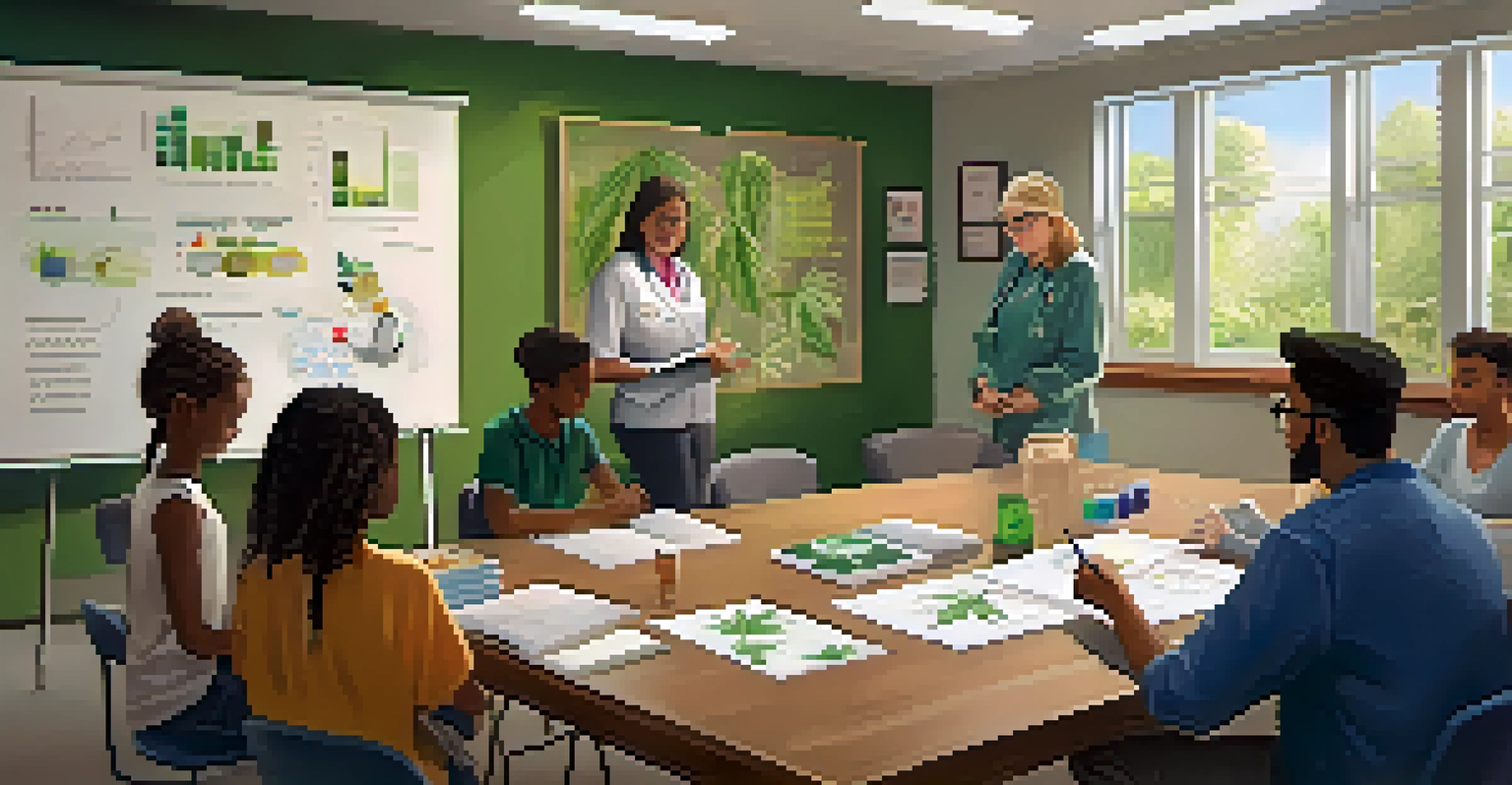 Parents attending an educational workshop about cannabis use, engaging with a healthcare professional.