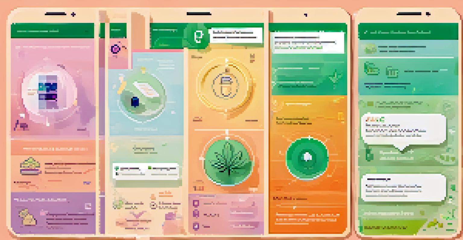 An infographic highlighting features of a digital health app for marijuana therapy, with icons and pastel colors.