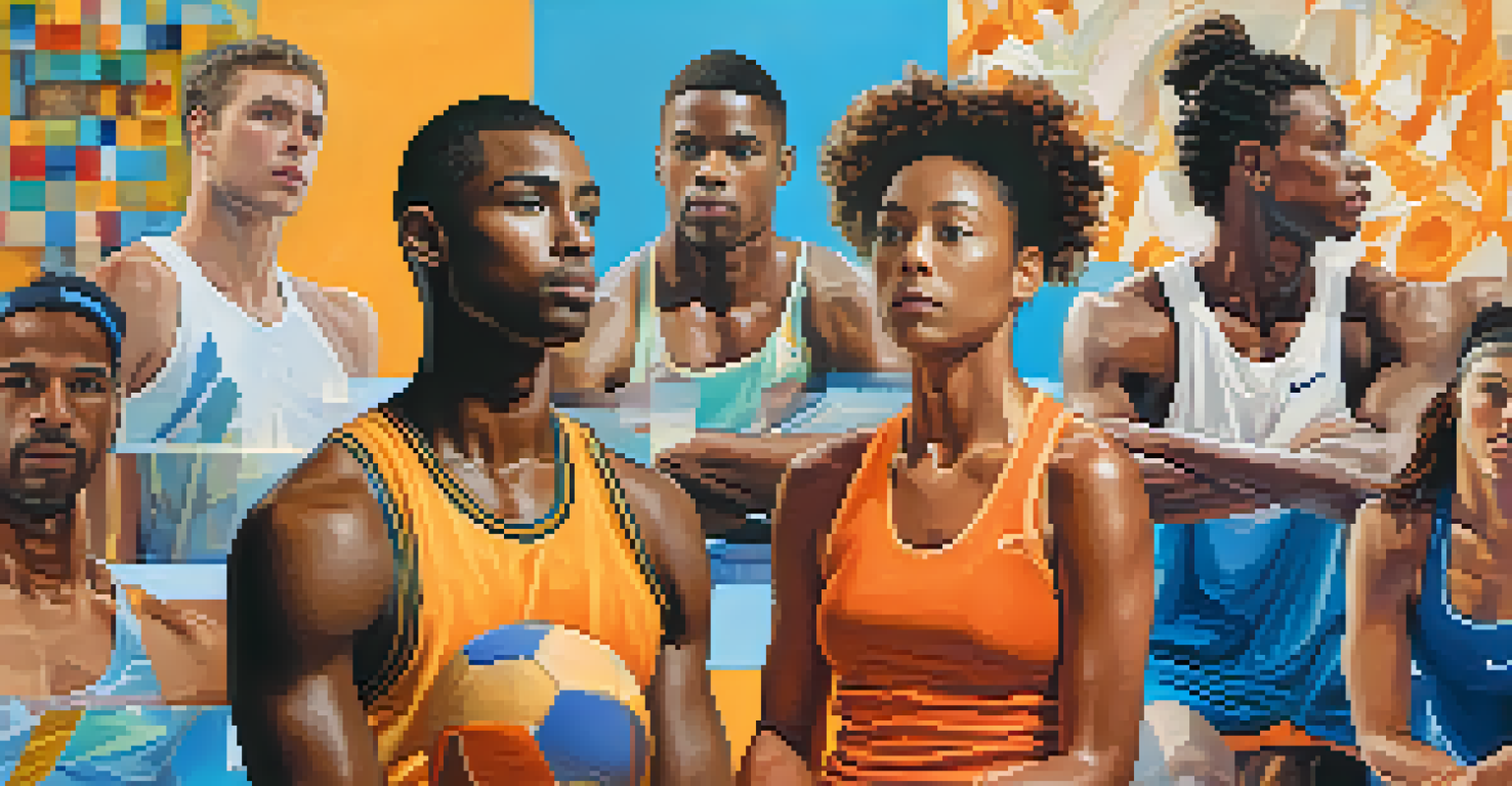 A collage of athletes practicing relaxation techniques for mental wellness.