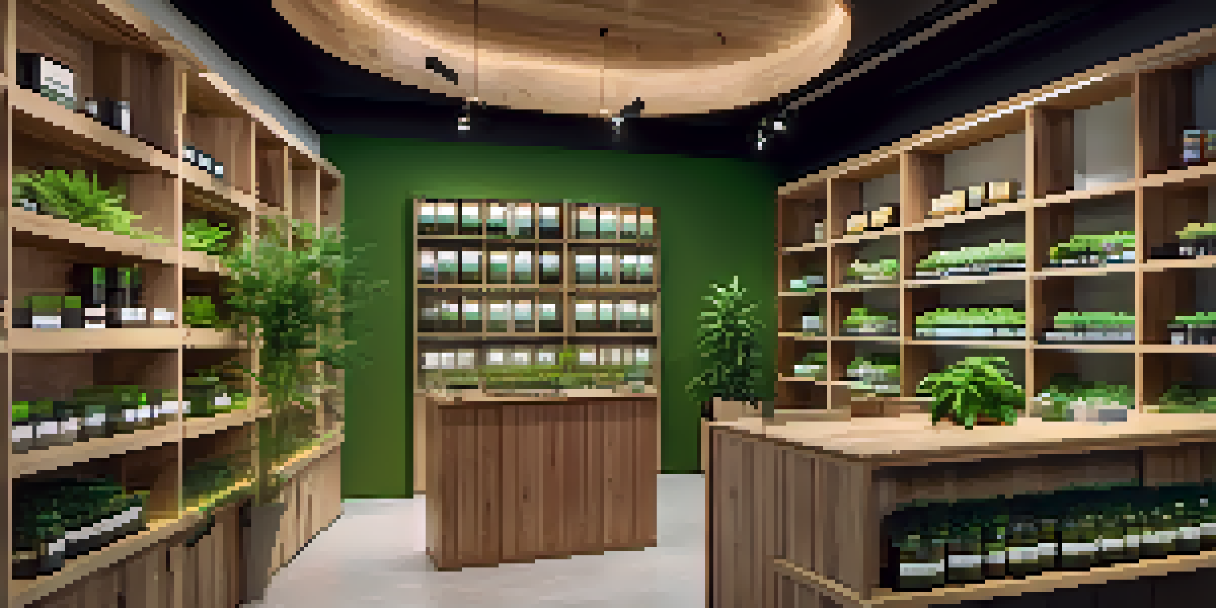 An interior view of a cannabis dispensary with display cases and customers interacting with staff.
