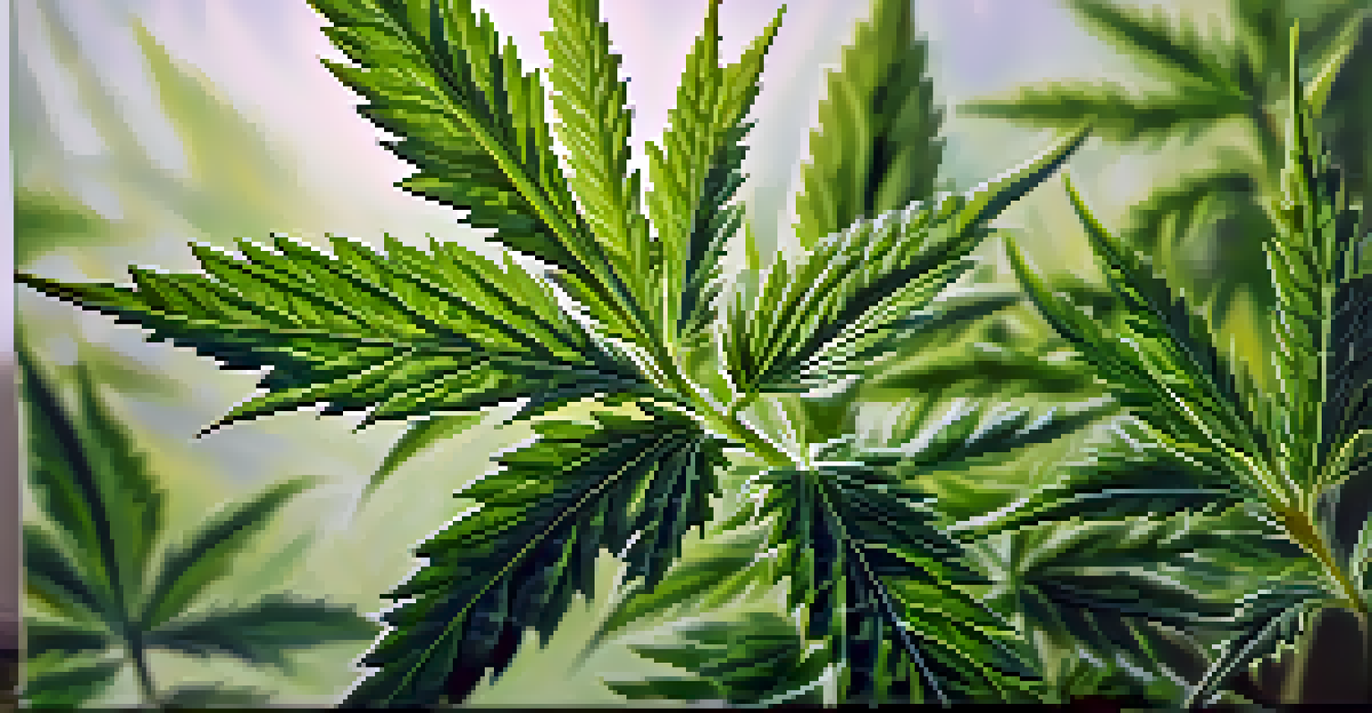 A close-up of a medical marijuana plant with detailed green leaves and small buds.