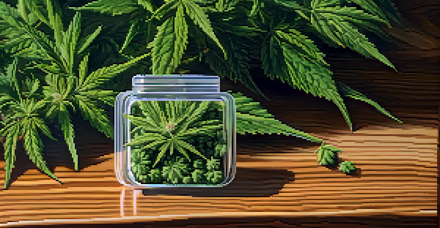 A close-up of high-quality cannabis buds on a wooden table, with a blurred price tag in the background.