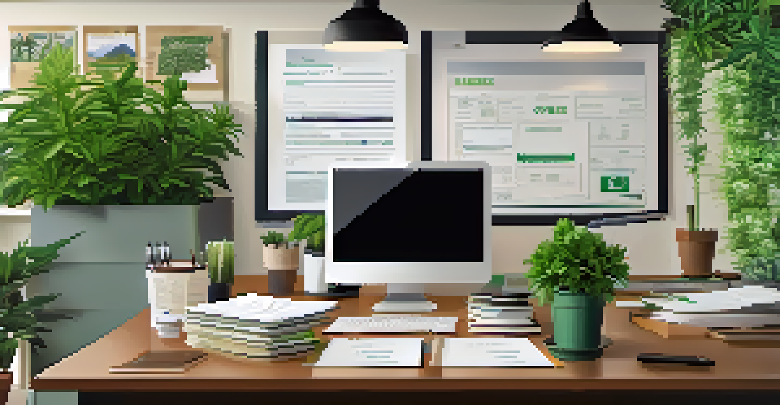 An office space with documents and a laptop focused on marijuana licensing.