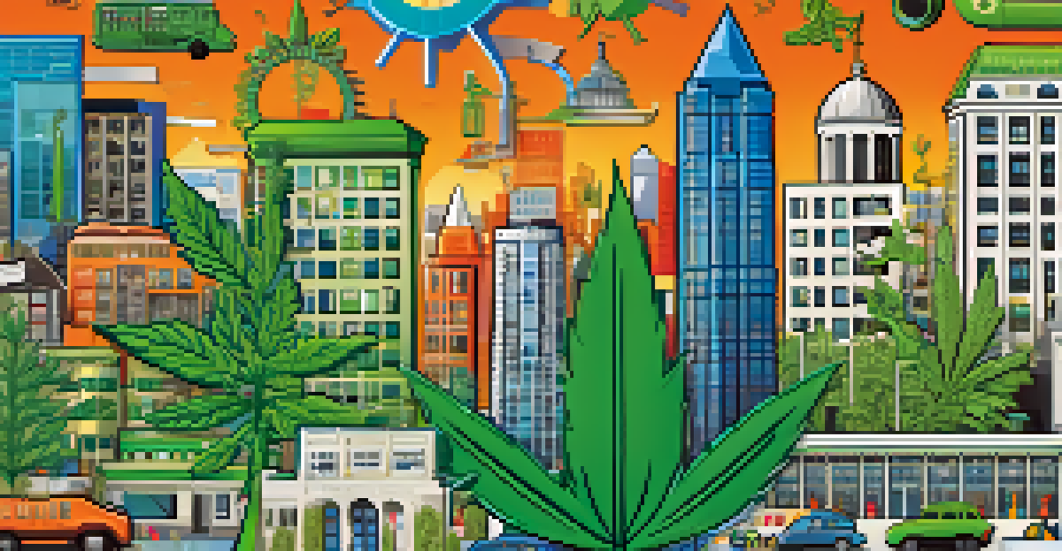 An infographic depicting the benefits of marijuana tax revenues on education, featuring icons of schools and financial growth.