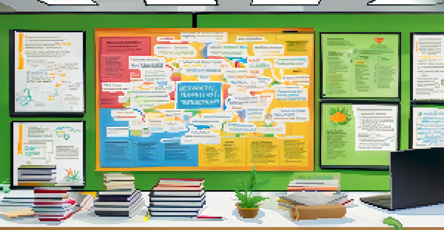 A colorful mind map on a whiteboard depicting cannabis keywords in a bright office setting.